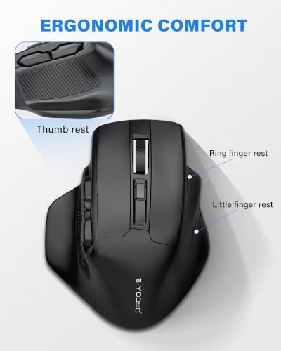 E-YOOSO Ergonomic Bluetooth & Wireless Mouse for Laptop/Computer, 4800 DPI
