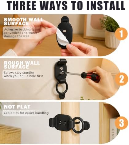 30 Pack Cable Management Clips, Adhesive Cord Holder Organizer