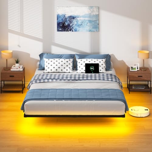 HAVONIZD 8 inch Floating Bed Frame Full with Charging Station