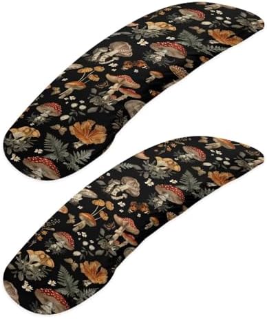 Mushroom Printed Office Chair Arm Covers, 2 Pack Chair Arm Rest Covers Stretchy Washable Comfort Office Chair Armrest Slipcovers for Rotating Chairs