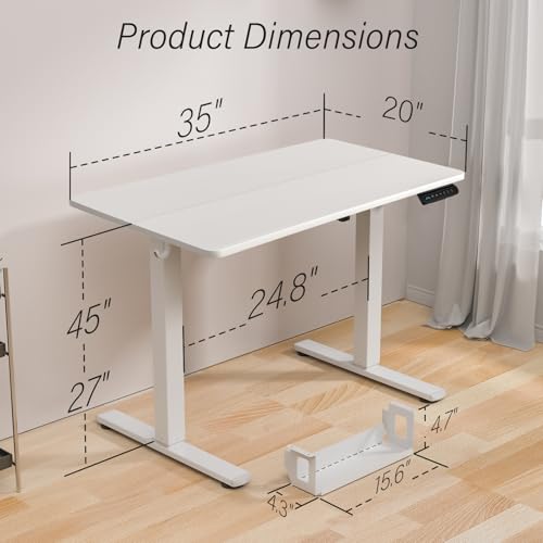 Standing Desk, 35x20 Inch Electric Height Adjustable Computer Desk