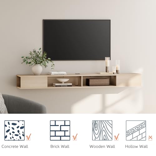 70 Inch TV Stand with LED Lights, Oak