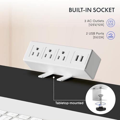 FLEXISPOT EN2 55"x28" Whole-Piece Standing Desk with Power Strip, White