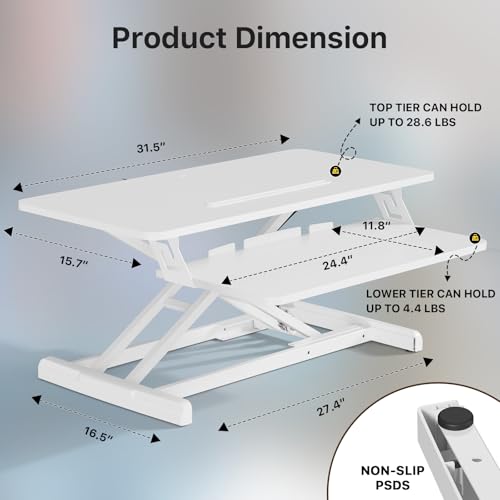 32" Standing Desk Converter, Height Adjustable Stand Up Riser