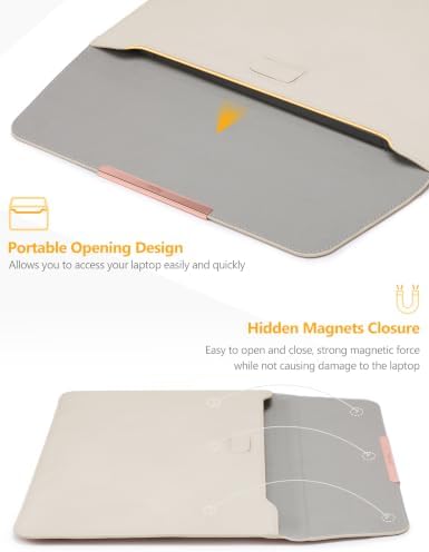 HYZUO 13 Inch Laptop Sleeve Case with Stand for MacBook Air, Beige