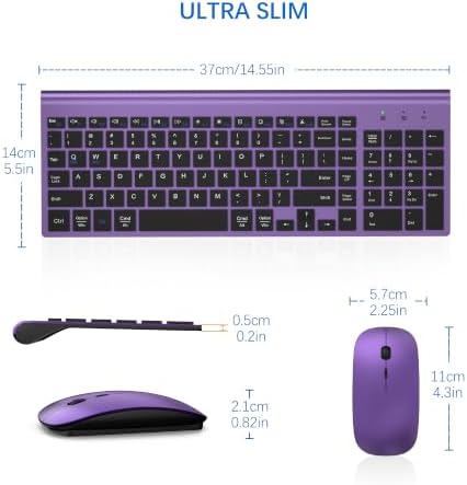 Wireless Keyboard and Mouse Ultra Slim Combo with Dual System- Purple Black