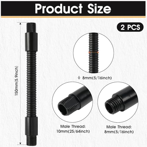 2PCS 5.9" Gooseneck Tubing Flexible 5/16"×25/64" Male thread Alloy Steel Metal Arm Universal Bendable Extension Hose for DIY Lamps Microphone Stands Inspection Cameras
