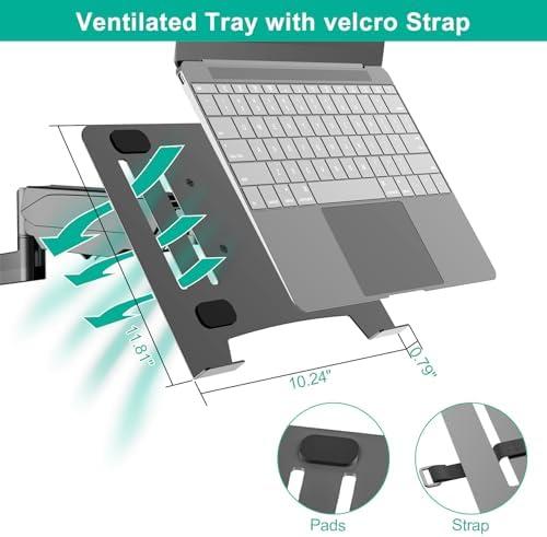 2-in-1 Gas Spring Laptop Wall Mount for 12"-17" Notebook/13"-32" Screen