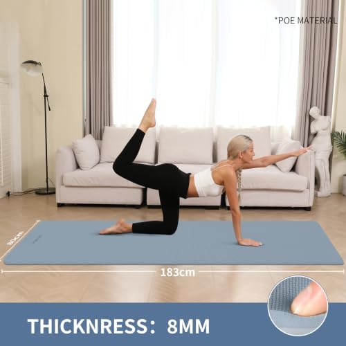 Extra Wide & Thick 8mm Yoga Mat, 72"x31.5"