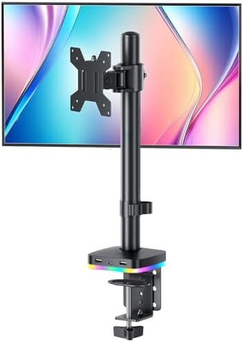 RGB Monitor Arm with USB Hub, Desk Mount for 13-27" Monitors, Data Transfer