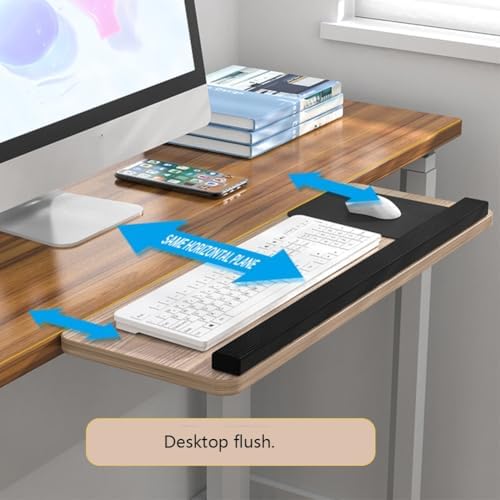 Under Desk Adjustable Keyboard Tray, Slide-Out Keyboard Platform, 360° Swivel, Pull Out and Tilt Computer Keyboard and Mouse Holder, Office Ergonomic Keyboard Drawer(Natural,24x55cm/9.4x21.7in)