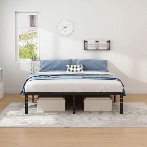 Metal Bed Frame,King Size Bed Frame with Storage Space,18 Inch