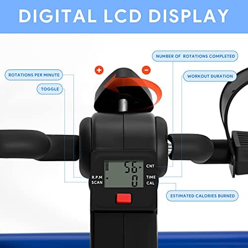 Folding Pedal Exerciser - Mini Exercise Bike Under Desk Bike Pedal Exerciser with LCD Display for Arms and Legs Workout, Portable Desk Bike Peddler Machine for Adults & Seniors