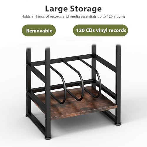 3-Tier Record Player Stand, with Storage, 28" H, Rustic