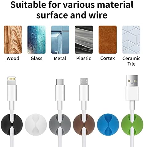 tifanso 6PCS Colorful Adhesive Cable Clips for Home Office Wire Management