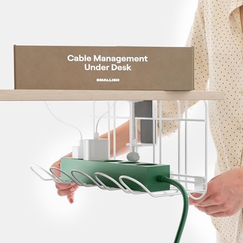 CarryUp Under Desk Cable Tray for Dorm Room - Cream