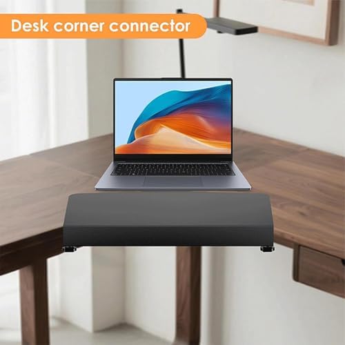 Desk Extender Side Table - Desk Extender for Keyboard Clamp-On, Corner Keyboard Tray | 17x10 Inch Layout Adapter Organizer Holder for Home Dorm Travel L Shaped Table College Computer |