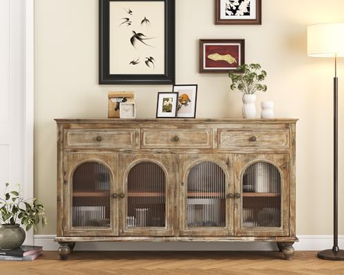 59"Solid Wood Sideboard Buffet Cabinet,Credenza Storage with Drawers