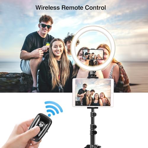 Elitehood 12’’ Ring Light with Tripod Stand (72’’ Tall) & iPad/Phone Holder