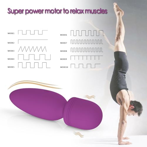 Mini Wand Massager Small Hand-held Massager,Quiet,Portable Personal Massager Silicone Massager Cordless for Neck Shoulder Back Body Massage