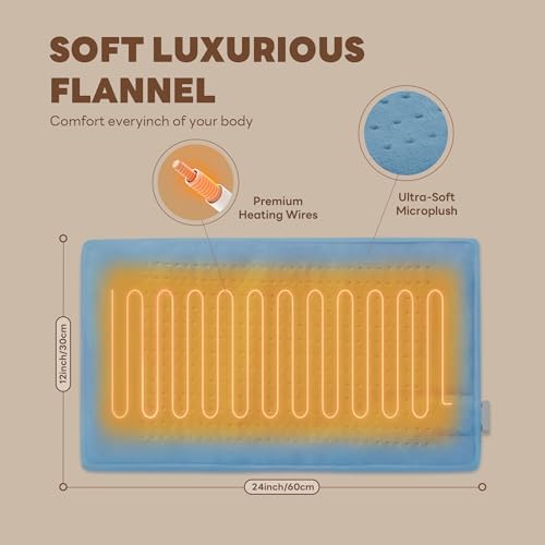 Heating Pad 12''X24'' for Back Neck Shoulder Pain Relief,Blue