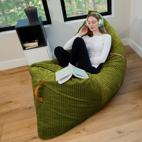 Big Joe Turnabout 3-in-1 Convertible Bean Bag Chair, Moss Green