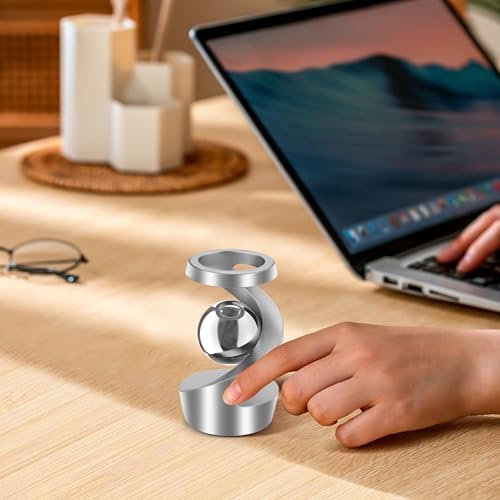 Kinetic Spinning Fidget Desk Toy for ADHD Stress Relief, Silver
