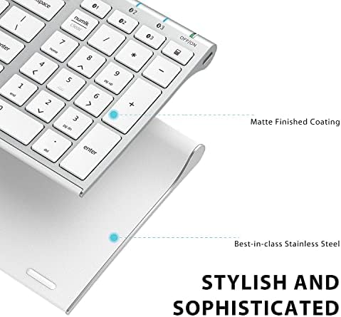 iClever BK10 Bluetooth Keyboard, Universal Bluetooth 5.1 Wireless Keyboard with Number Pad, Ergonomic Design, Multi-Device Compatibility, Stable Connection for Mac, iPad, iPhone, Android, Windows