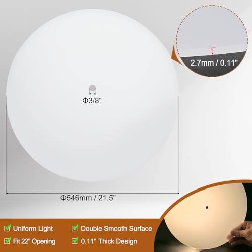 PATIKIL Lampshade Diffuser, 21.5" Diameter with 3/8" Center Hole Round Diffuser 2.7mm Thick for Drum Lampshades Pendants Light Fits 22" Openings, Translucent White