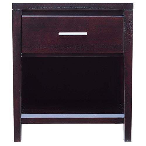 Solid Wood Nightstand, Nevis - Espresso, 1-Drawer