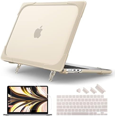 Batianda Foldable Stand Heavy Duty Case for MacBook Air 13.6 inch, Khaki