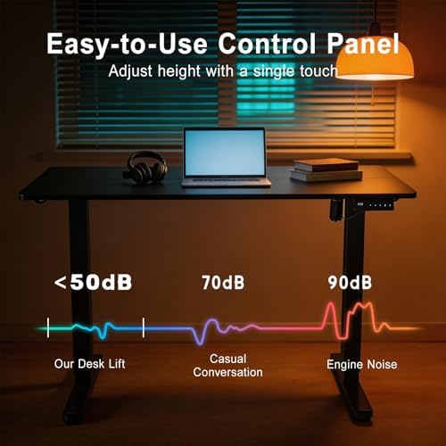 55 Inch Height Adjustable Standing Desk for Home Office, Black