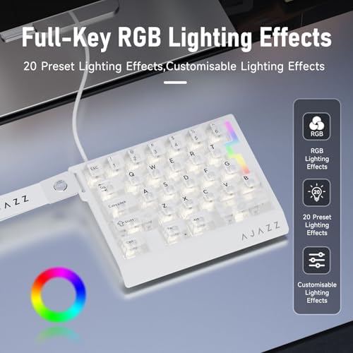 AJAZZ AK029 Magnetic Switch One Handed Gaming Keyboard, Hall Effect Rapid Trigger Mechanical Keypad with SOCD & DKS, 8KHz Polling Rate, 29 Keys Mini Ergonomic Gaming Keyboard for FPS Gamers, PC