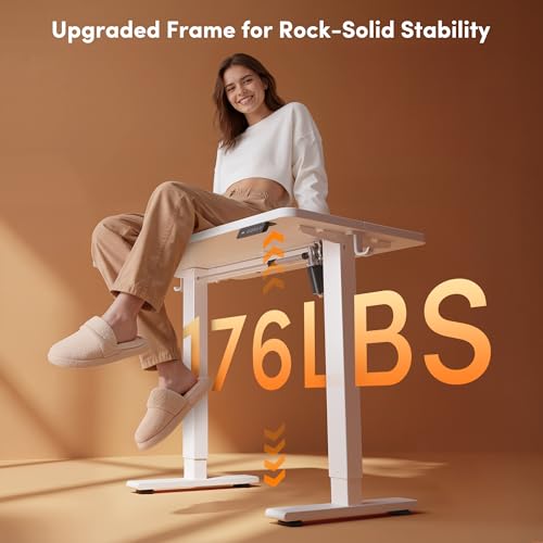 32" Small Electric Standing Desk Height Adjustable Desk, White