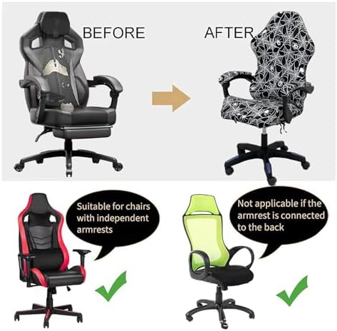 Gaming Chair Covers Slipcovers, Stretch Removable Washable Computer Reclining Gaming Chair Protector Slipcovers with Armrest Cover (No Chairs) (Halloween-Spider Web02)