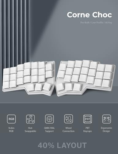 YIVU Corne LP Low Profile Split Ergonomic Keyboard, 40% Ortholinear Hot-Swappable Mechanical Keyboard with RGB Backlight, Vial Programmable for Programmers and Typists
