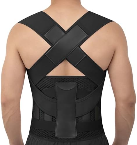 Posture Corrector Back Brace for Women and Men Lightweight Adjustable Comfortable Back Straightener Support Helps Reduce (Black, X-Large)