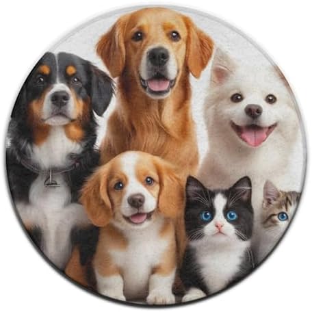 Circular Rugs Large Modern Round Area Rug Fashion Decor Mat for Home Office Puppies and Kittens