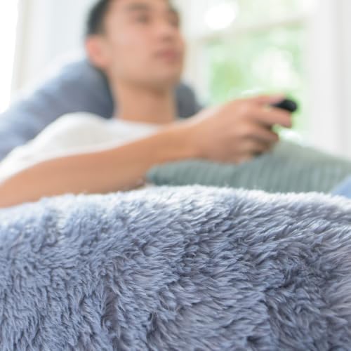 Big Large Teardrop Foam Filled Bean Bag Chair with Removable Cover, Gray Short Shag, 4 feet Big