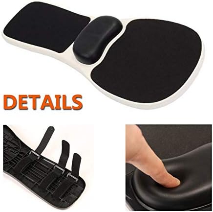 Armrest Mouse pad with arm Wrist Rest Support Adjustable Ergonomic Computer Mouse mat for Chair Home&Office Chair Extender Attachable Black White