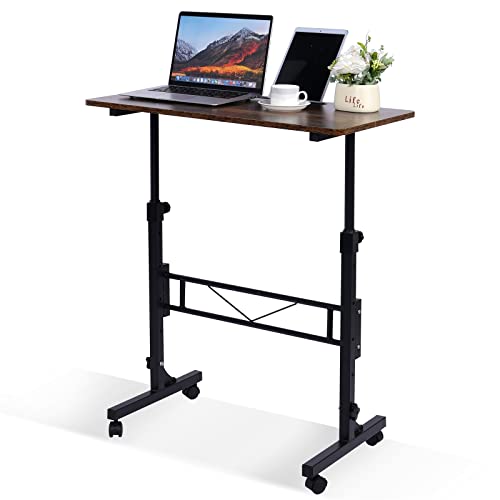 Standing Desk Adjustable Height, Mobile Stand Up Desk with Wheels