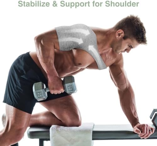 YARNOW Shoulder Brace for Men Women, M, Adjustable Support Sleeve Compression Rotator Cuff Wrap