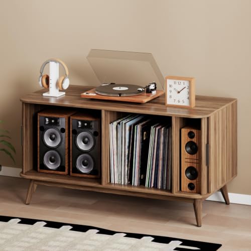 Modern Record Player Stand Vinyl Record Storage Up to 150 Records