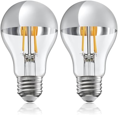 TORCHSTAR 2-Pack A19 Dimmable Half Chrome Light Bulb UL Listed 2700K Silver