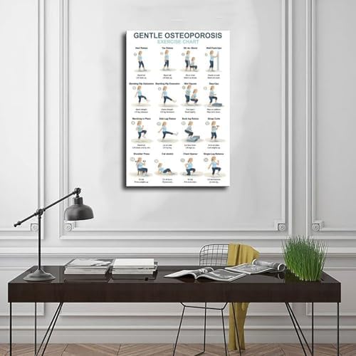 Osteoporosis Exercise Chart for Seniors Gentle Low Impact Seated Standing Workout Bone Health Routine Canvas Poster Bedroom Decor Room Decor Unframe 20x30inch