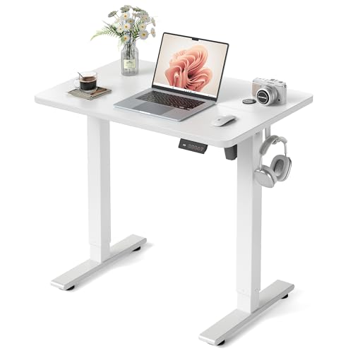 32" Small Electric Standing Desk Height Adjustable Desk, White