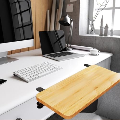 Desk Extension Shelf Board Keyboard Tray Ergonomic for Home Office, Practical Supplies for Computer Table Arm Rest Expansion- Wood Color