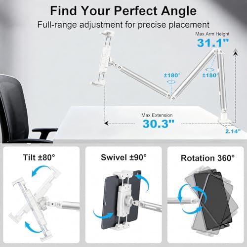 Portable Monitor Stand 15.6", Heavy Duty Tablet Arm Mount with Desk Clamp