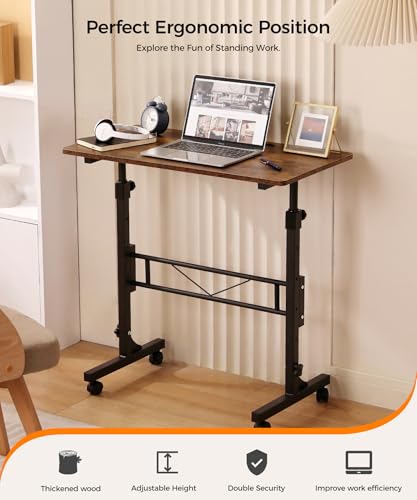 Standing Desk Adjustable Height, Mobile Stand Up Desk with Wheels