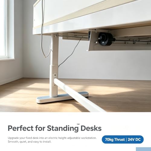 Height Adjustable Desk Motor Kit, 24V DC Electric Lift Motor with 8mm/6mm Hexagon Hole, Manual Control 3-Piece Set for Standing Desk, Office Desk (6mm Hexagon Hole)